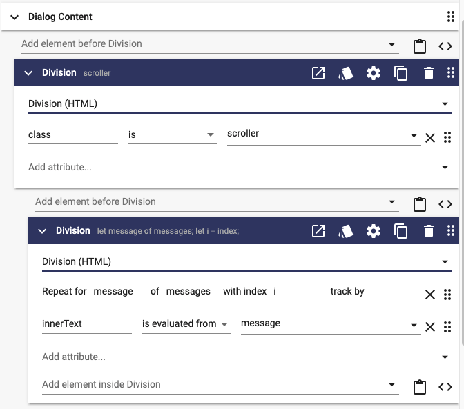 dialog content for error messages