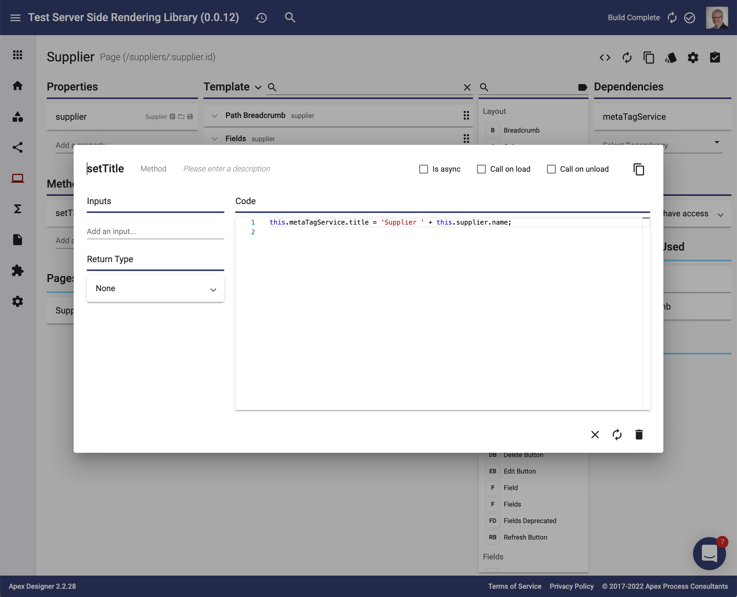 Setting the page title via a method