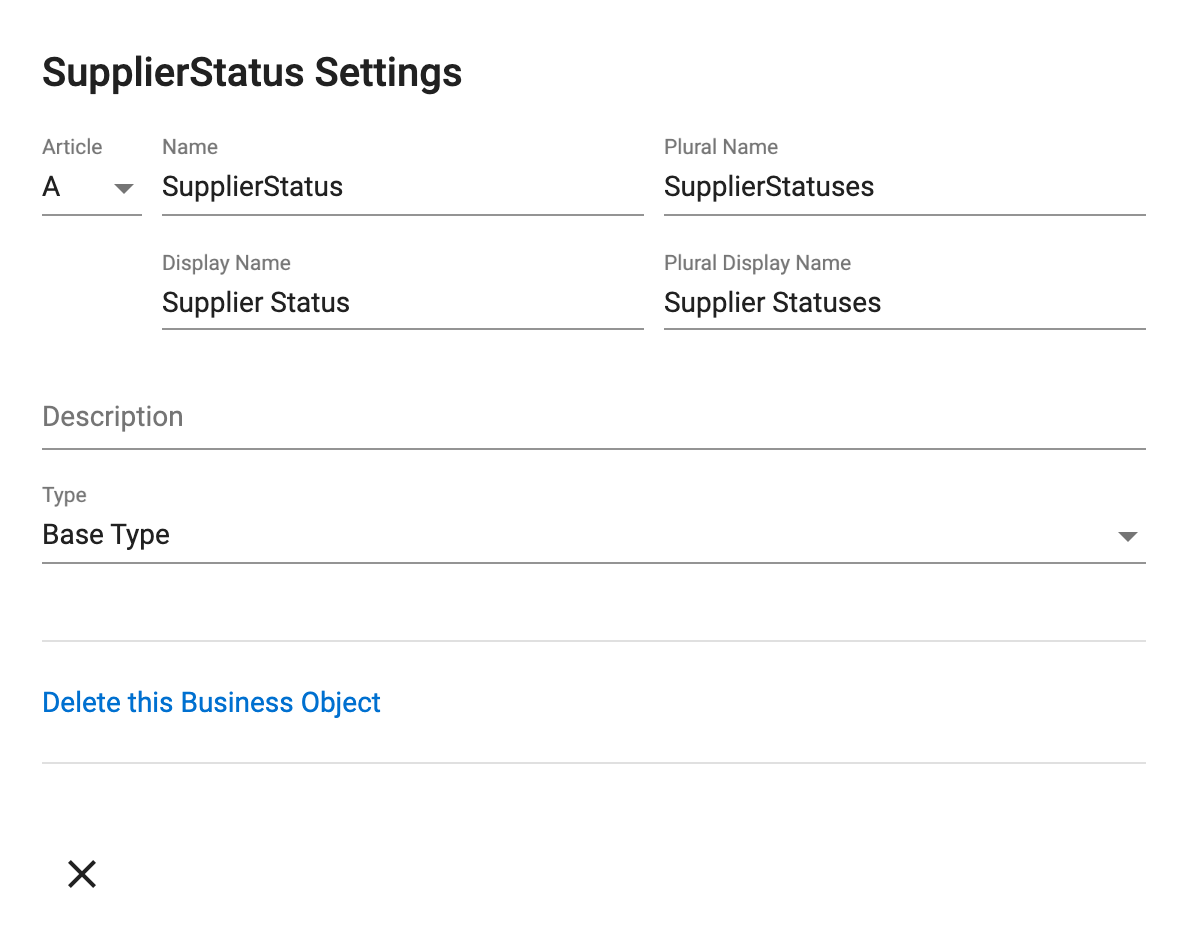 SupplierStatus Settings dialog