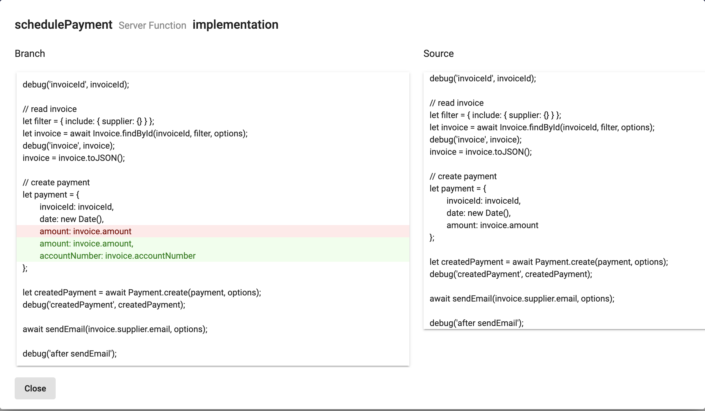 Code changes in the branch