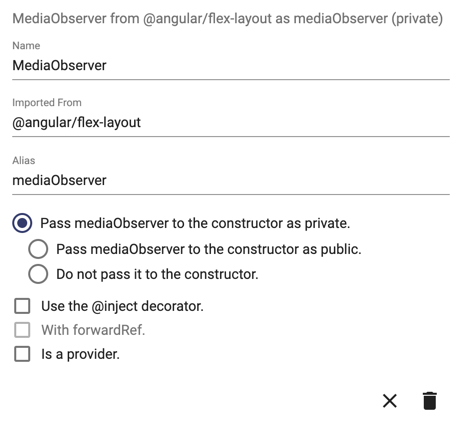 Dialog used to define a dependency for your app