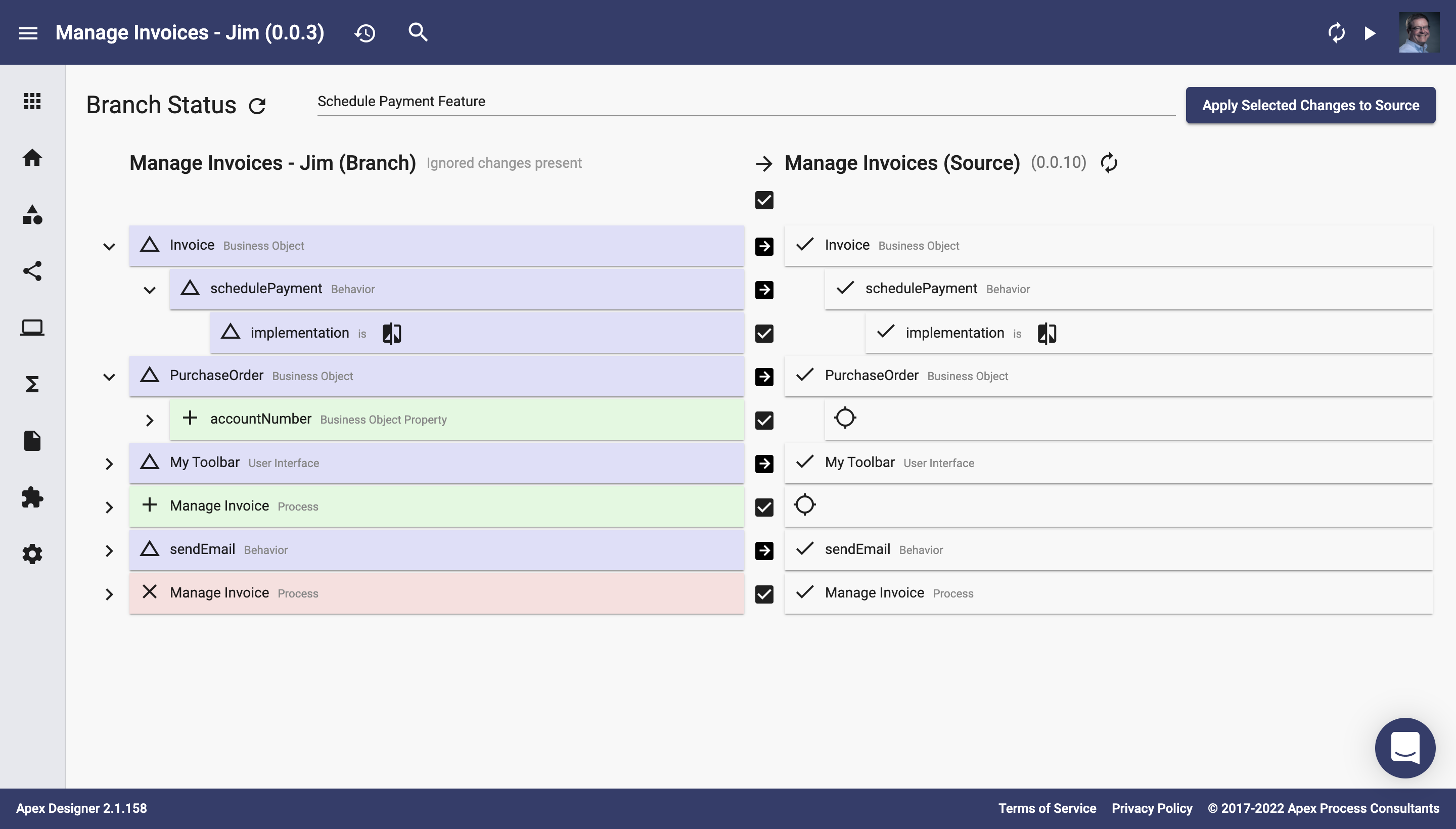 Apply Branch Changes to Source