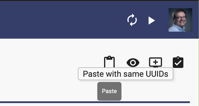 Paste a user interface with the same UUID