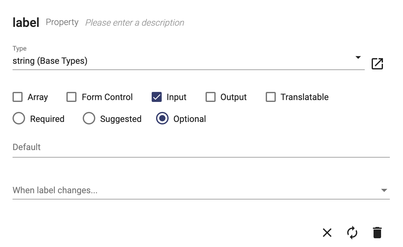 Set input in the Property dialog