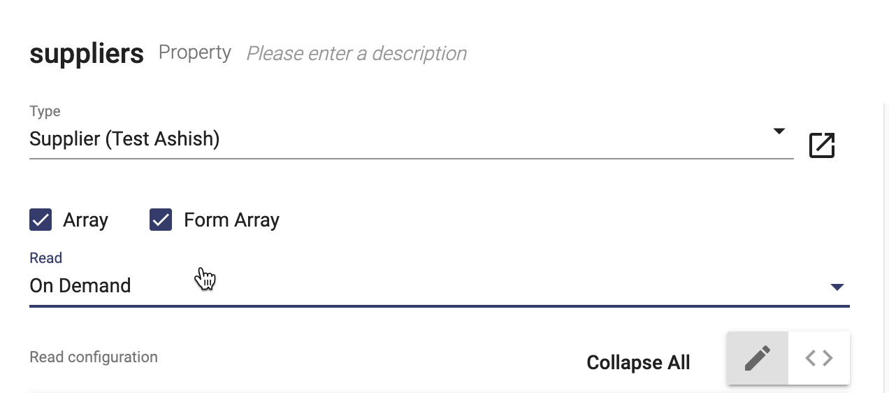 Business object read configuration