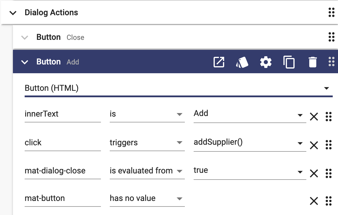 Dialog actions definition