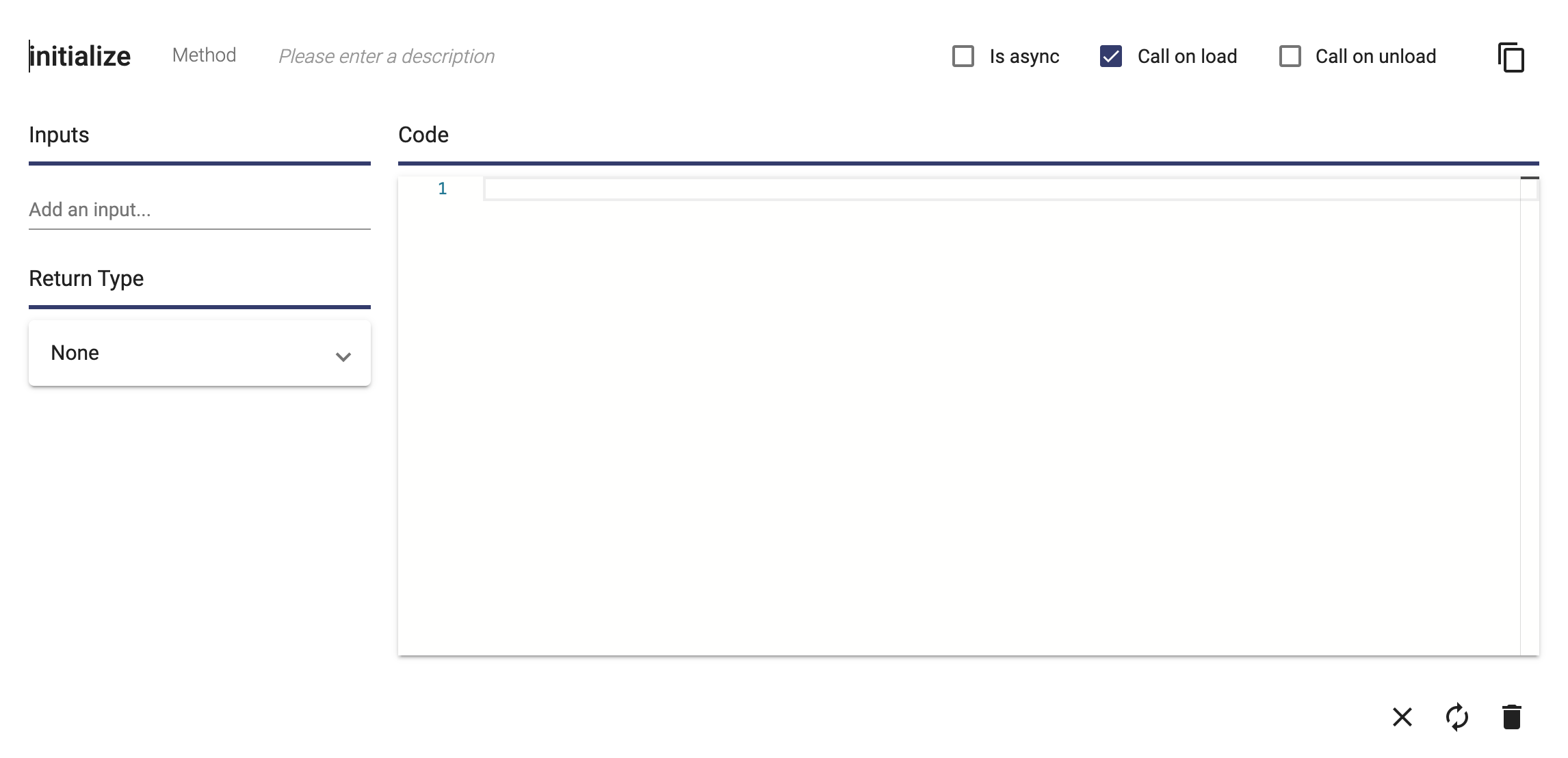 Initialize method dialog