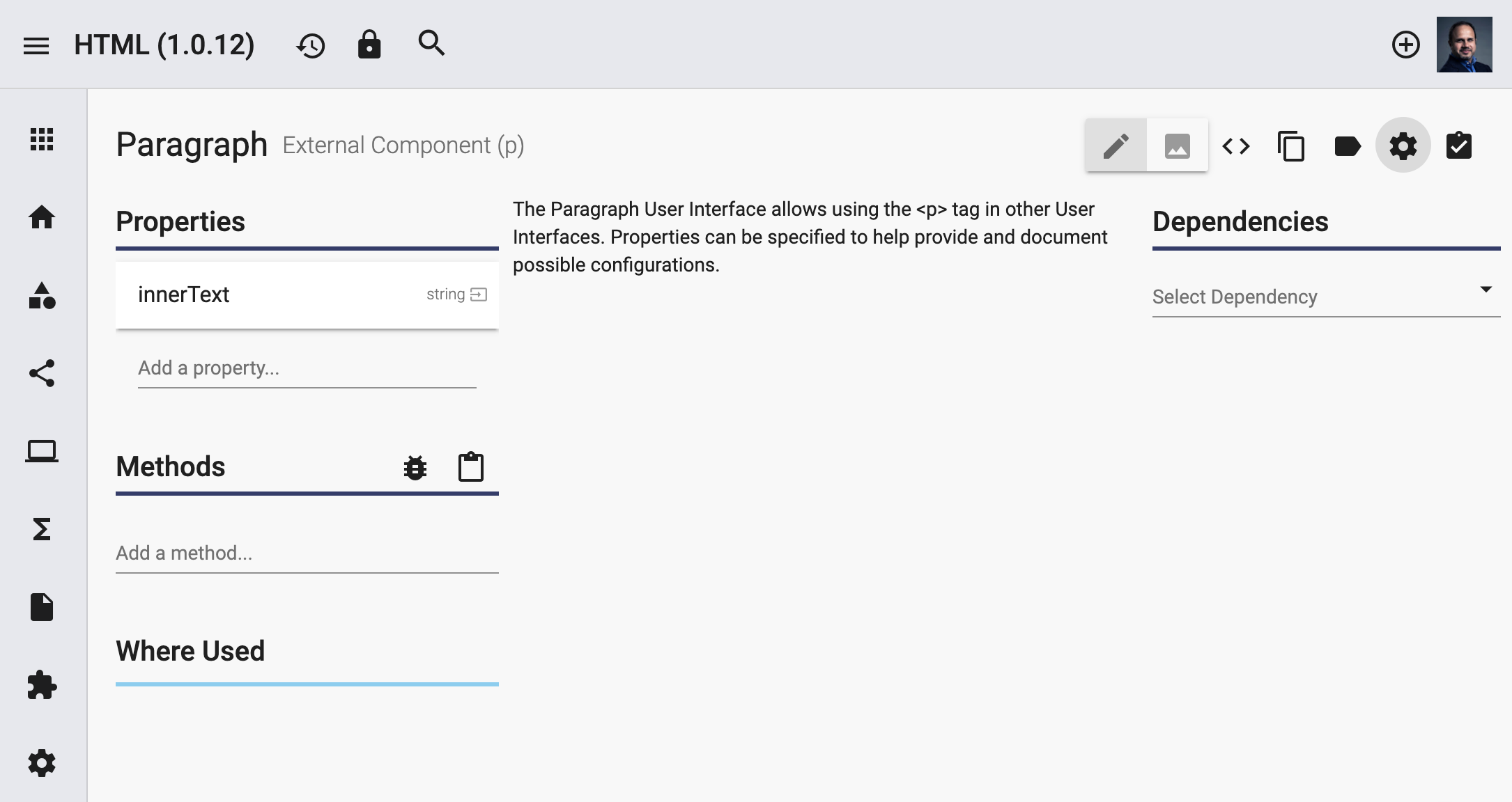 Simple paragraph external component definition