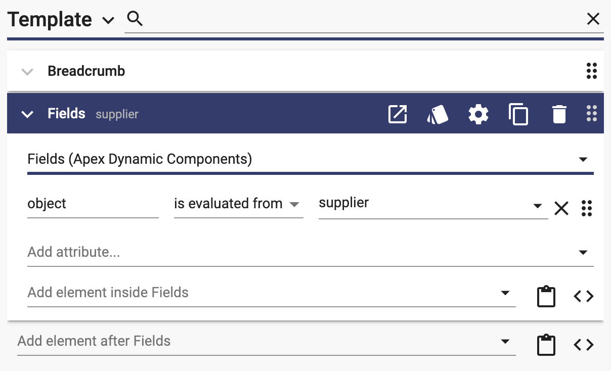 Breadcrumb and fields components