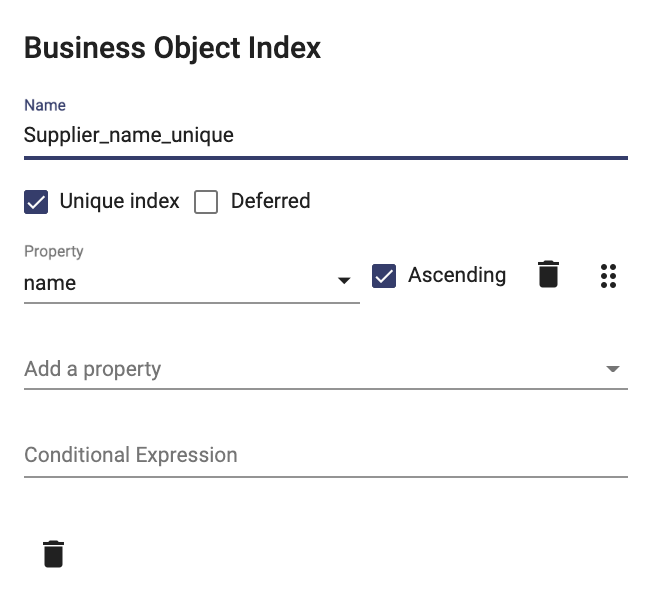 Unique index example