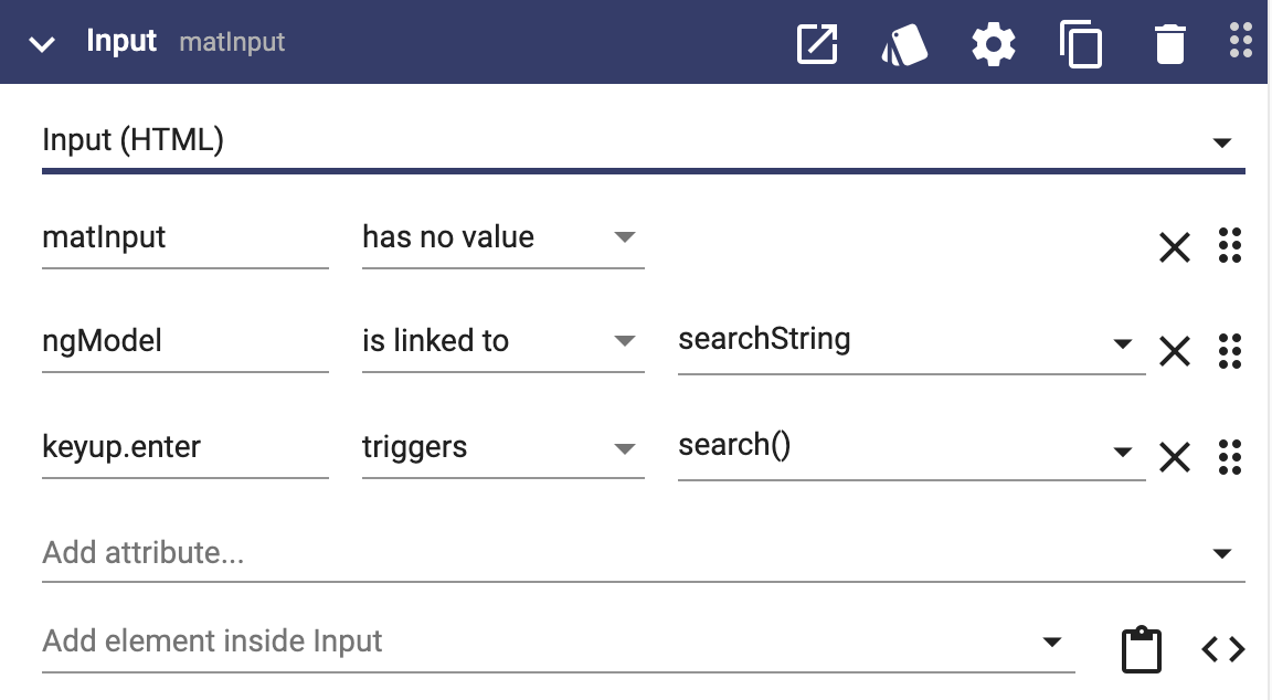 Input component with attribute to trigger a method on enter