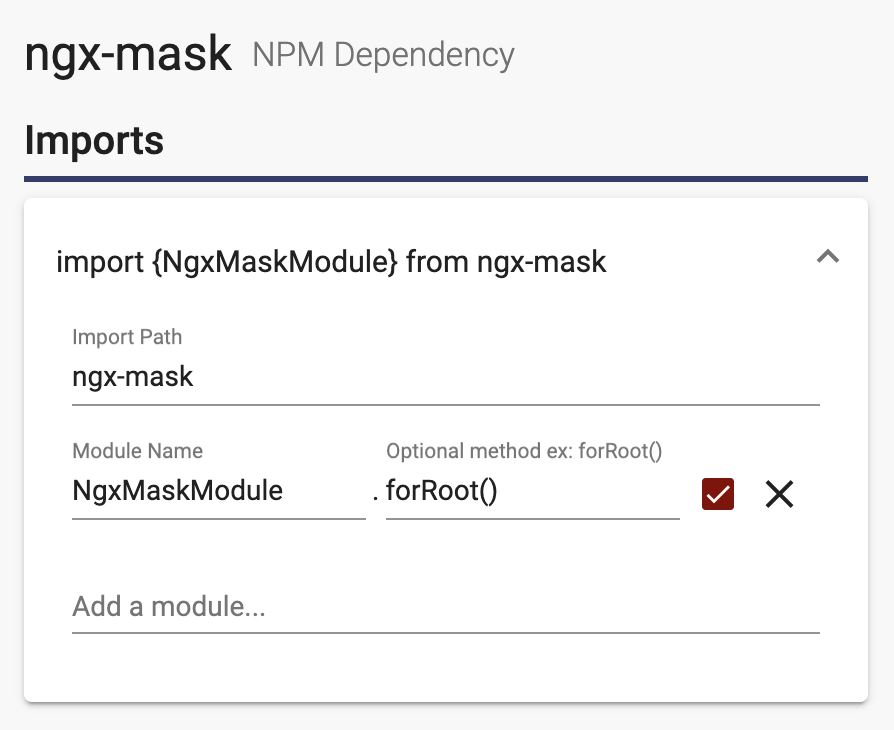 Configure the dependency package dialog