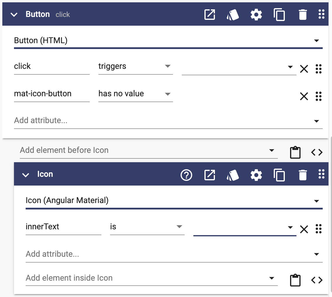 Authoring rules in action on a user interface page