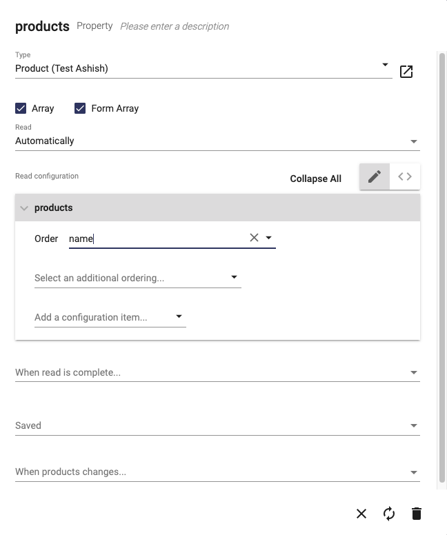 Property dialog setting the read attribute to automatic