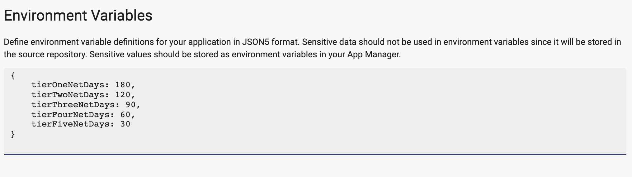 Client environment variables page