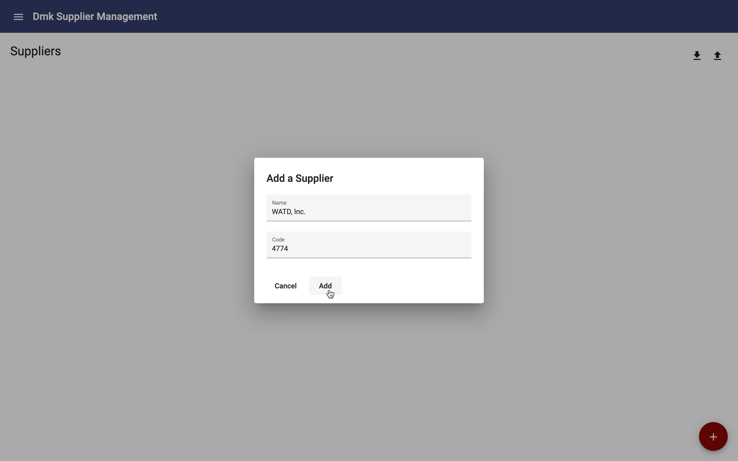 Add Supplier Dialog