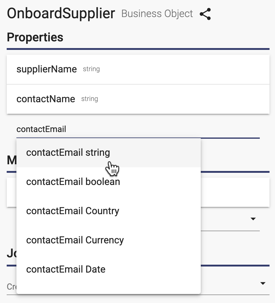 Add Properties to Onboard Supplier business object