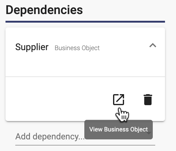 Navigate to the Supplier business object from dependencies