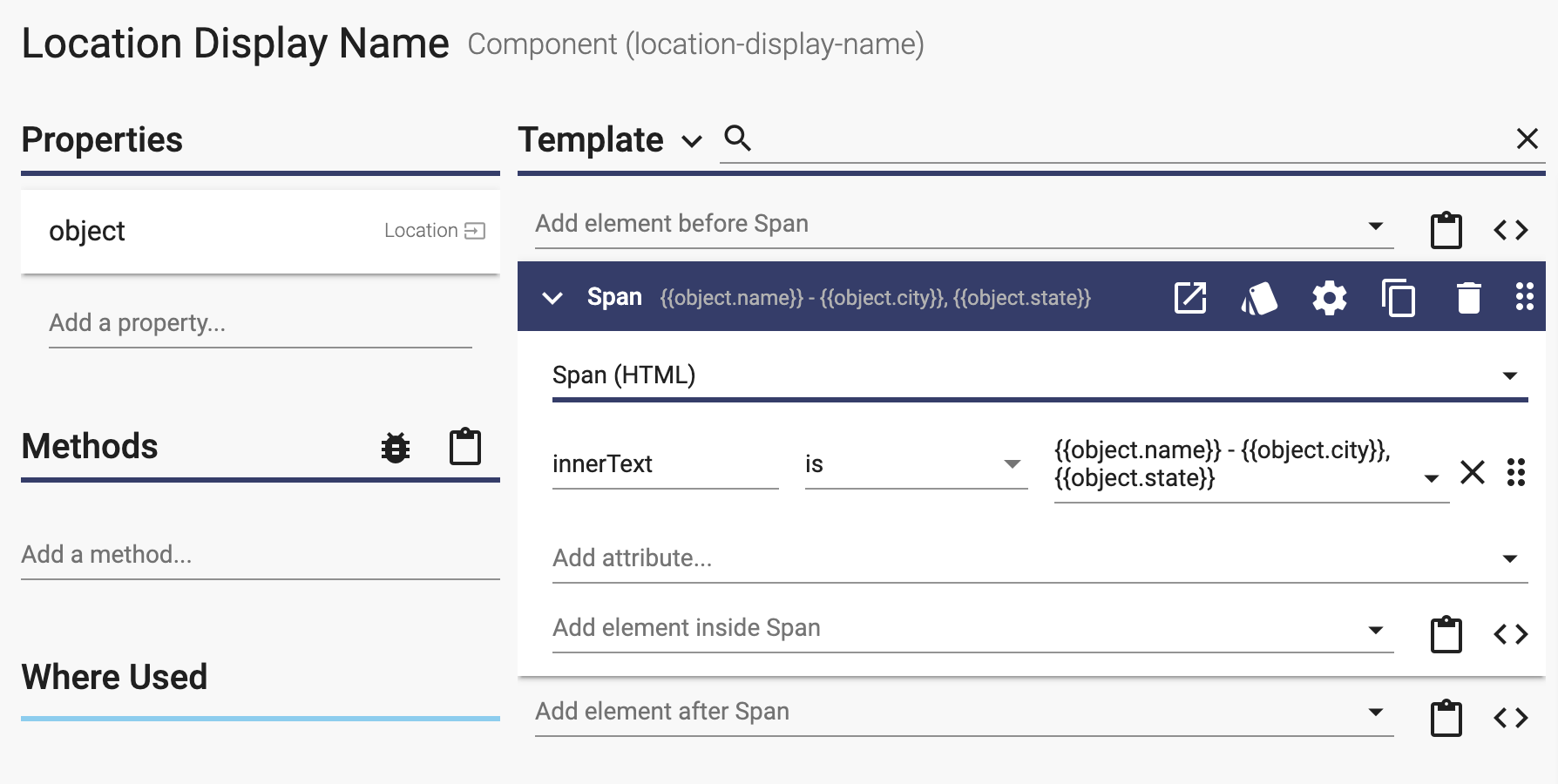 Location display name component