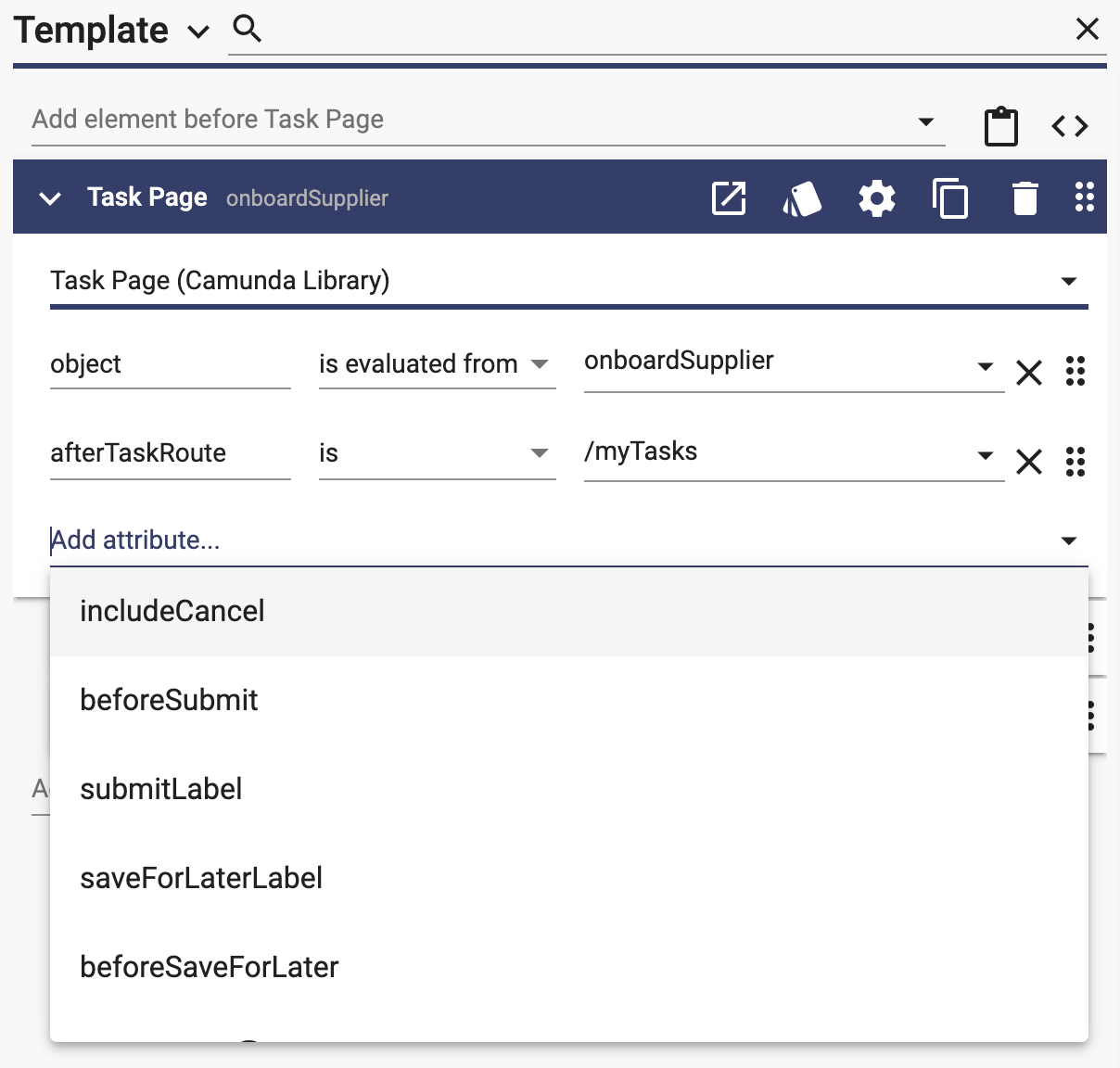 Task page component