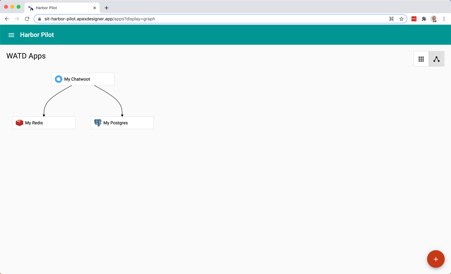 Harbor Pilot showing app dependencies